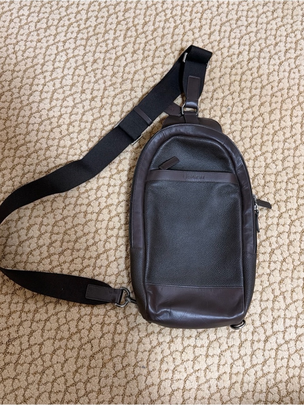 COACH Thompson Heritage Leather Sling Bag - Dark Brown